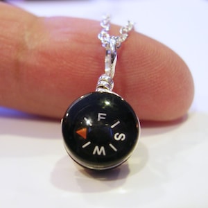 Tiny Compass Necklace - Micro Black
