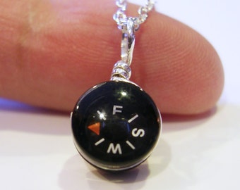 Tiny Compass Necklace - Micro Black