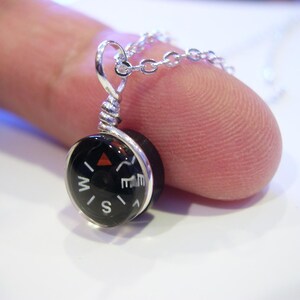 Tiny Compass Necklace Micro Black image 2