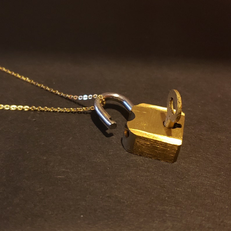 Lock Em Up Tiny Working Lever Padlock Necklace with Keys image 4