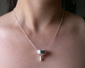 Working Metal Funnel Necklace - Mini Kitchen Utensil Jewelry