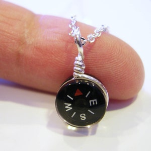 Tiny Compass Necklace Micro Black image 5