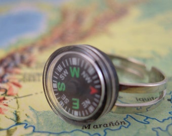 Black and Green Compass Ring