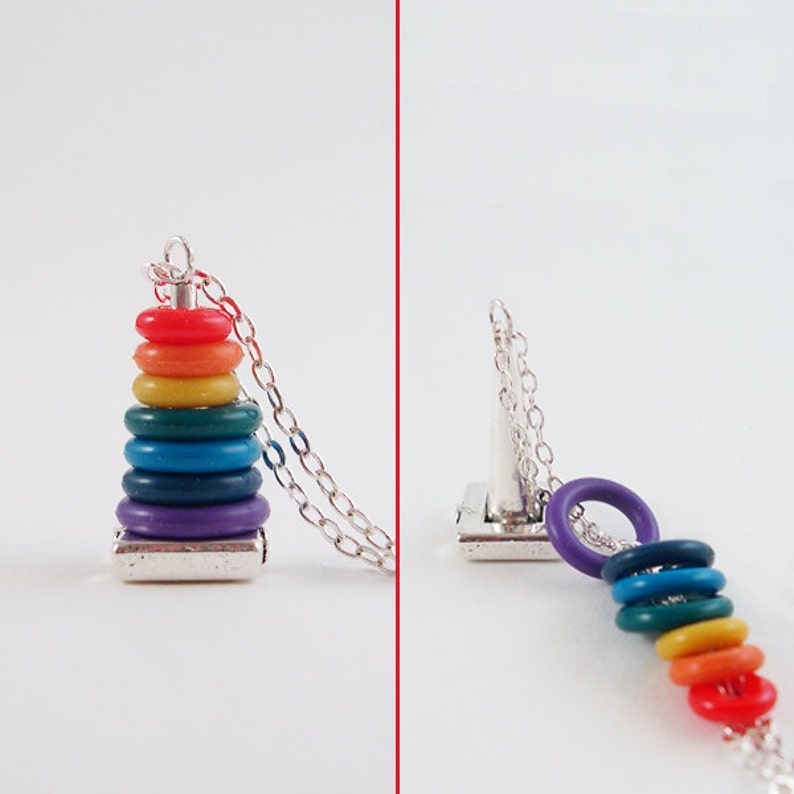 Rainbow Stacking Toy Necklace Etsy