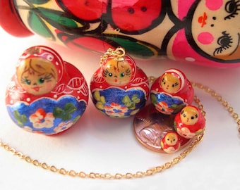 Teeny Tiny Authentic Working Russian Nesting Doll Necklace  Matryoshka