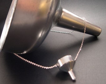 Working Metal Funnel Necklace - Mini Kitchen Utensil Jewelry