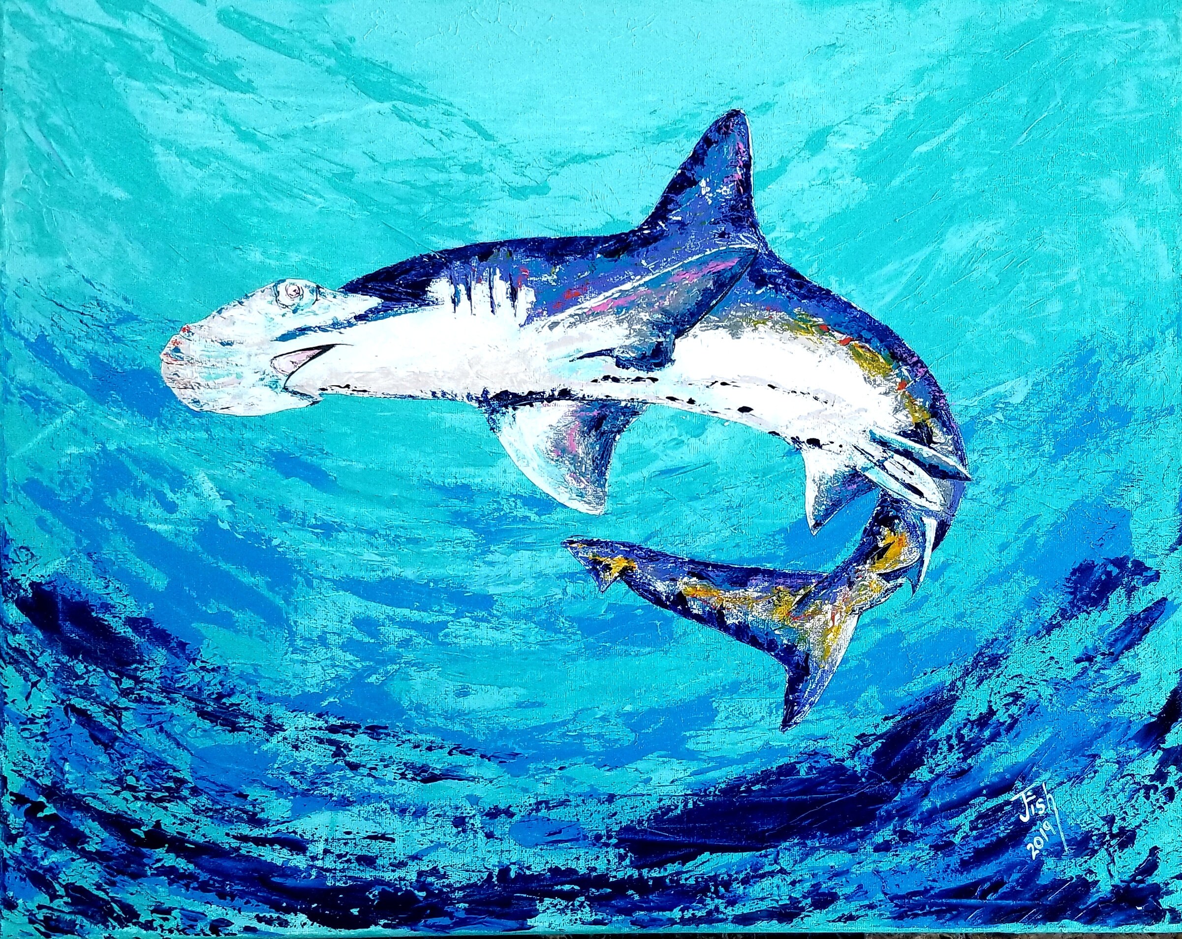 Hammerhead acrylic painting Art & Collectibles Painting