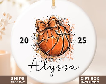 Personalized Basketball Ornament, Girls Basketball Ornament, Gift for Girl Basketball Player, Basketball Christmas Ornament, Basketball