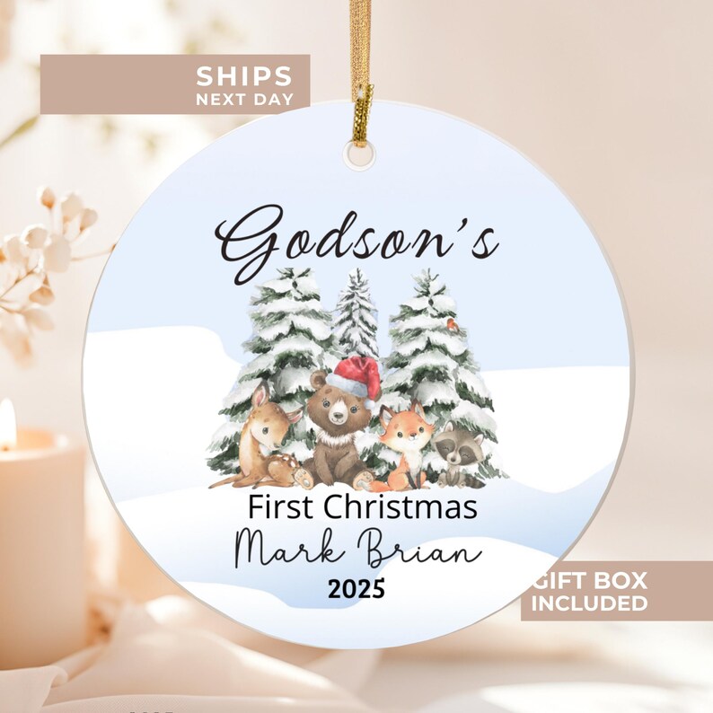 Personalized Godson Ornament, Godson Gift From Godparents, Godson — free download