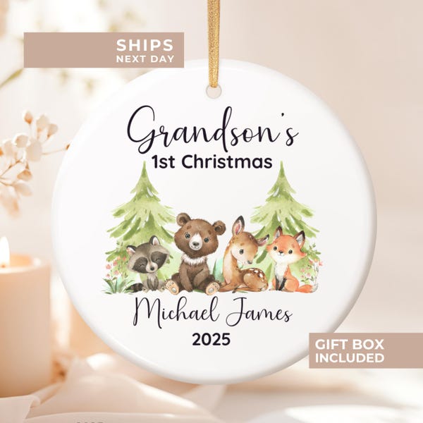 Grandson's First Christmas Ornament, My First Christmas Ornament, Personalized Gift for Grandson, Baby Boy First Christmas Ornament