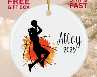 Personalized Basketball Ornament, Girls Basketball Ornament, Gift for Girl Basketball Player, Basketball Christmas Ornament, Basketball