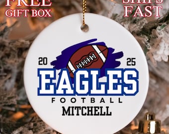 Custom Football Christmas Ornament, gift for Football Coach, Football Player Christmas Ornament, Football Ornament, Custom Football Gift