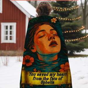 Fate of Ophelia Blanket, Showgirl Era Cozy Throw, Literary Aesthetic Art Gift, Romantic Fandom Home Decor, Music Lover Velveteen Blanket