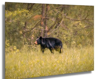 Arte mural de osos, Arte mural de osos negros, Lienzo de osos de Cades Cove, Decoración de pared de osos, Arte mural de osos de Cades Cove