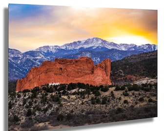 Pikes Peak Wandbild, Garten der Götter Wandkunst, Pikes Peak Leinwand, Colorado Springs Wanddekor, Colorado, Colorado Housewarming Geschenk