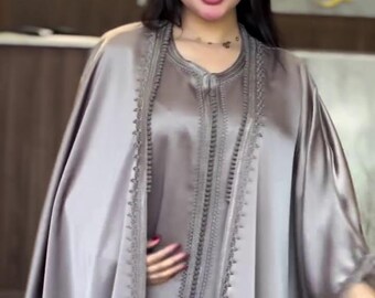 Muslimsk brudklänning, marockansk brudkaftan med hijab, blygsam nikah-klänning i plusstorlek, islamisk bröllopsabaya