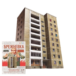 DIY 3D-Russische Sovjet-huispuzzel Brezjnevka-gebouw met negen verdiepingen 1/87