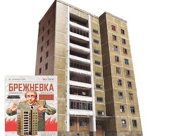 Rompecabezas 3D de casa soviética rusa de nueve pisos, maqueta Brezhnevka, escala 1/87