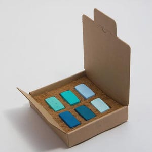 Handmade Soft Pastel Set “Deep Sea” – Earthberry Artisan Pastels – 6 Unique Colors – Gift for Artist