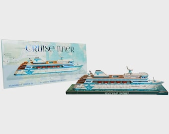 DIY 3D Cruise Liner Model Kit – Cardboard Passenger Ship Paper Model – HO Scale Boat for Dioramas