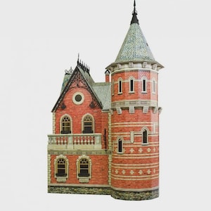 Victorian Dollhouse Kit – Large 3D DIY Cardboard Model – Buildable Paper Craft for Kids & Adults – 134 Pieces – 46x76 cm