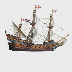 DIY 3D Galleon Ship Model Kit – Large Cardboard Sailing Vessel with Flags – 276 Pieces