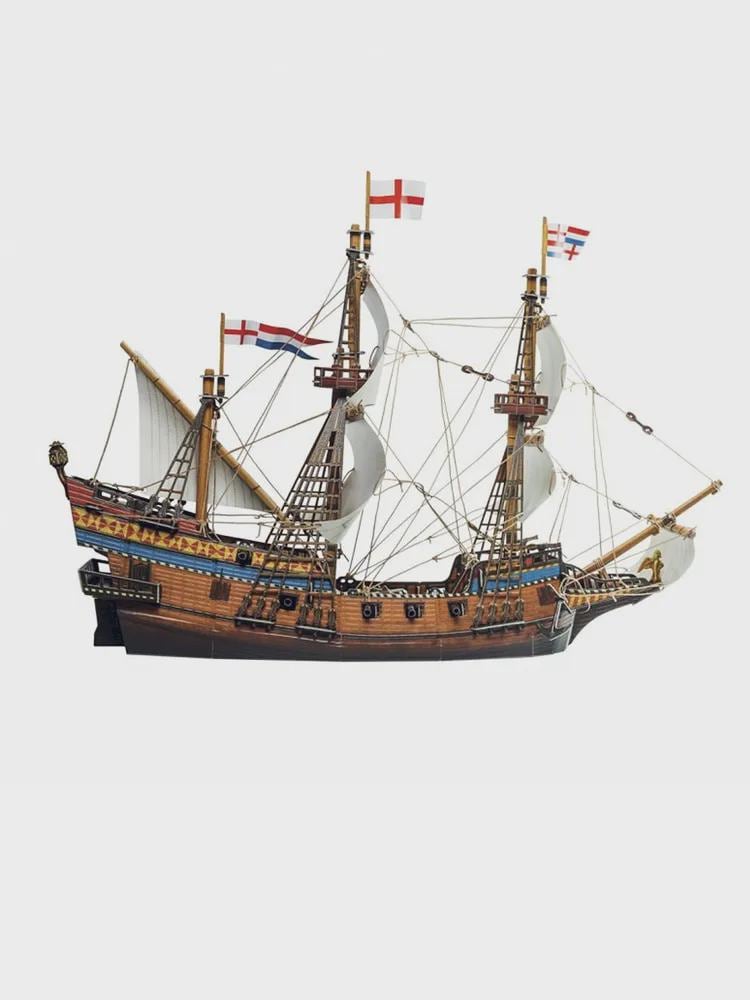 DIY 3Dガレオン船模型キット - 旗付き大型段ボール帆船 - 276ピース