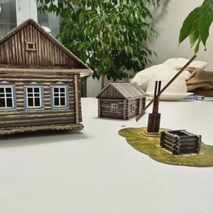 Russian Izba House Model Kit, 1:87 HO Scale Paper Building, DIY Village Hut Architecture Model, Cardboard Craft Kit