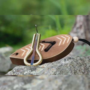 Pavel Potkin Small Jaw Harp “Nemiza” with Cedar Case – Handmade Brass & Steel Mouth Harp Vargan Варган