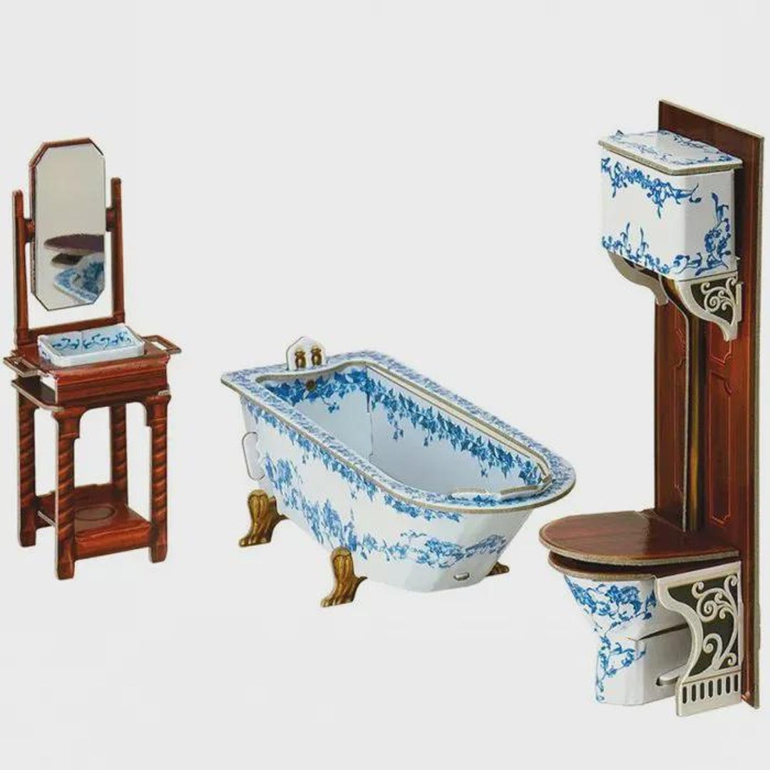 3D Cardboard Miniature Bathroom Set – DIY Dollhouse Model Kit - Etsy