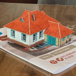 HO Scale 1:87 Rural House No.3 – Cardboard Model Building Kit, 3D Puzzle Architecture for Train Layouts