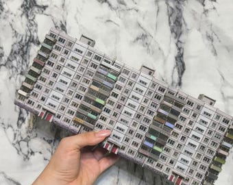 Edificio de apartamentos soviético de 9 pisos (rompecabezas 3D DIY) – Maqueta de cartón serie 1-464 D83 – Kit de arquitectura de papel, diorama de ciudad de la URSS para coleccionistas