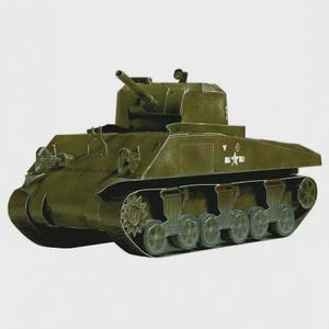 DIY 3D M4A2 Sherman Model Kit – 1:35 Scale Cardboard Armored Vehicle – Paper Craft Collectible for Hobbyists