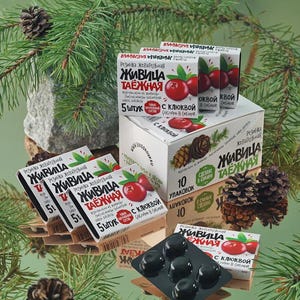 Natural Taiga Pine Resin Chewing Gum with Cranberry – 10 Packs Sugar-Free Siberian Gum