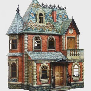 Huge 3D DIY Dollhouse Kit – Cardboard Model with Clear Windows & 3 Floors – 68cm Tall – Handmade Paper Craft Mansion for Kids and Collectors