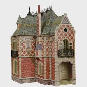 Large 3D DIY Dollhouse Kit – Cardboard Model with Locking Tabs – 60cm Tall – 2-Floor Handmade Eco Miniature House for Kids and Collectors