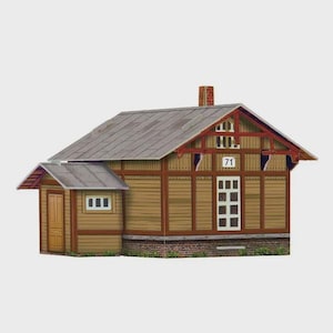 Kit de maqueta 3D de caseta de vigilancia ferroviaria (DIY) – Escala HO 1:87 – Construcción de cartón – Manualidad de papel para dioramas de trenes