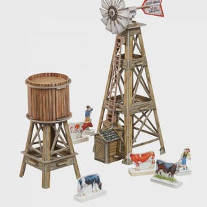 Wild West Windmill 3D Puzzle – Cardboard Model Kit by Umnaya Bumaga, 1:56 Scale Building for Dioramas