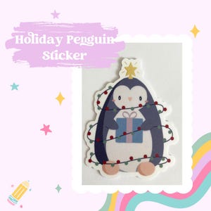 Pegatina de pingüino navideño, pegatinas, Kawaii, lindo, presente, relleno de medias, decoración Bujo, cuaderno, Navidad, diario de balas, vacaciones, Navidad