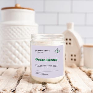 Ocean Breeze Candle: Handmade Soy Candle with Fresh Coastal Scent