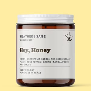Hey Honey Candle, Natural Soy Wax Scented Candle for Relaxation & Home Decor Gift