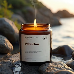 Petrichor Scented Candle, Earthy Rain Aroma Soy Candle, Natural Hand Poured for Relaxation & Home Décor