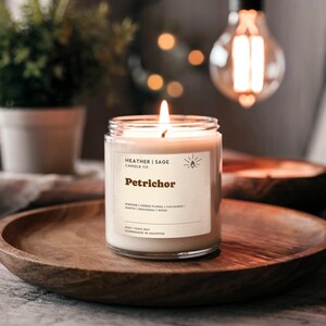 Petrichor Scented Candle, Earthy Rain Aroma Soy Candle, Natural Hand Poured for Relaxation & Home Décor