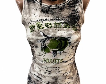 Top de verano con diseño grunge de frutas estilo gótico punk rock opio
