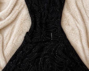 Vestido de noche negro, vestido de fiesta de boda, vestido gótico midi grunge oscuro