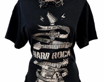 Camiseta vintage de Hard Rock Cafe, grunge, metal, punk, holgada, estilo Y2K, Dark Opium