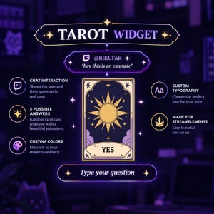 Tarot-Twitch-Widget • Interaktive Tarotkartenlegung • 5 benutzerdefinierte Antworten • StreamElements OBS-Overlay • Sofort-Download