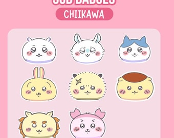Pastel Chiikawa Badges for Twitch / Discord / Sub Badges / Cute Sub Badges / Streaming Badges
