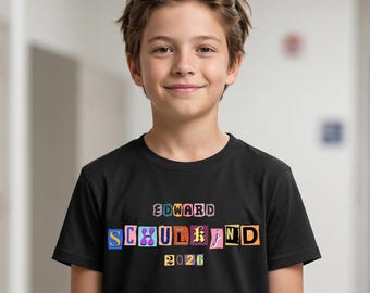 Magliette personalizzate per scolari con nome, regalo personalizzato per il ritorno a scuola 2026, iscrizione, primo giorno di scuola, maglietta per ragazze e ragazzi