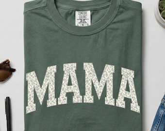 Comfort Colors® MAMA Shirt, French Toile green Floral Mama Shirt, Trendy Mother's Day Gift, Birthday Gift For Mom, Grandma Nana Mimi Shirt